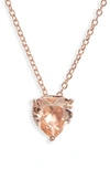 Nordstrom 2ct Tw Sterling Silver Cubic Zirconia Heart Pendant Necklace In Light Pink- Rose Gold
