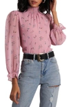 1.state Smocked Neck Long Sleeve Blouse In Petite Calico Roses