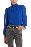 1.state Smocked Neck Long Sleeve Blouse In Cobalt Sea