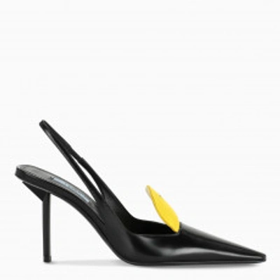 Prada Black/yellow High Slingback Pumps