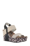 Otbt 'bushnell' Wedge Sandal In Beige Leopard Print Leather