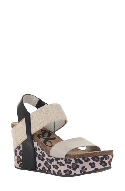 Otbt 'bushnell' Wedge Sandal In Beige Leopard Print Leather