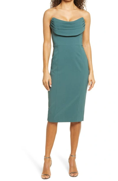 Lavish Alice Cowl Bandeau Strapless Cocktail Dress In Deep Pine Green |  ModeSens