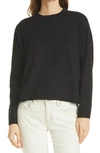 Eileen Fisher Organic Linen & Cotton Crewneck Box Sweater In Black
