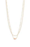 Kendra Scott Emilie Multistrand Pendant Necklace In Gold Rose Mop