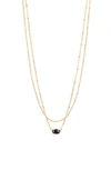 Kendra Scott Emilie Multistrand Pendant Necklace In Gold Black Obsidian