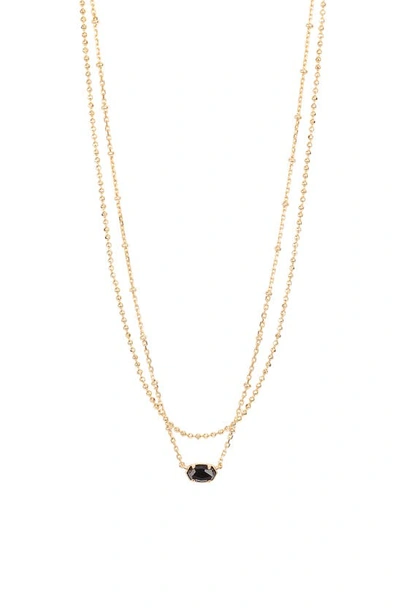 Kendra Scott Emilie Multistrand Pendant Necklace In Gold Black Obsidian