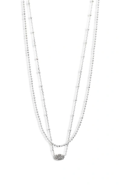Kendra Scott Emilie Multistrand Pendant Necklace In Rhodium Platinum Drusy
