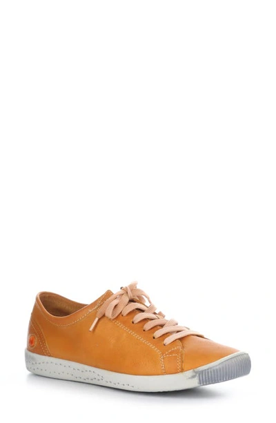 Softinos By Fly London Isla Distressed Sneaker In Orange Washed Leather