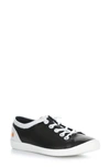 Softinos By Fly London Isla Distressed Sneaker In Black/ White Leather