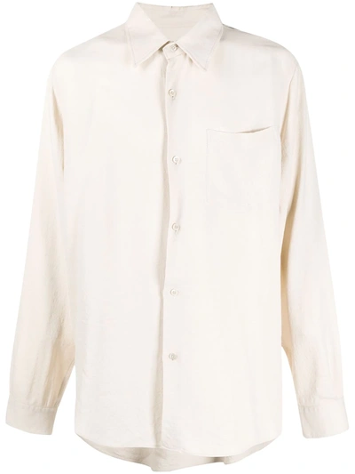 Ami Alexandre Mattiussi Wrinkled-effect Long-sleeved Shirt In Ecru