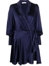 Zimmermann Wild Botanica Silk Wrap Mini Dress In Indigo