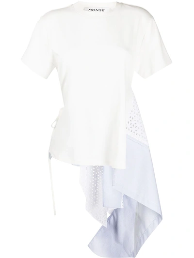 Monse Eyelet Panelled T-shirt In White Multi