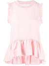 Cinq À Sept Lenora Sleeveless Silk Ruffle Peplum Top In Cameo Pink