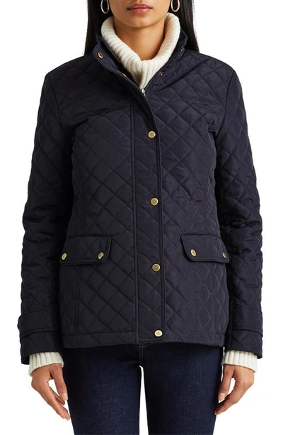 Lauren Ralph Lauren Quilted Mockneck Jacket In Dk Navy