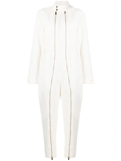 Stella Mccartney V-neck Contrast-panel Jumpsuit In Neutrals