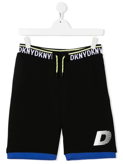 Dkny Kids' Logo Drawstring Shorts In Black