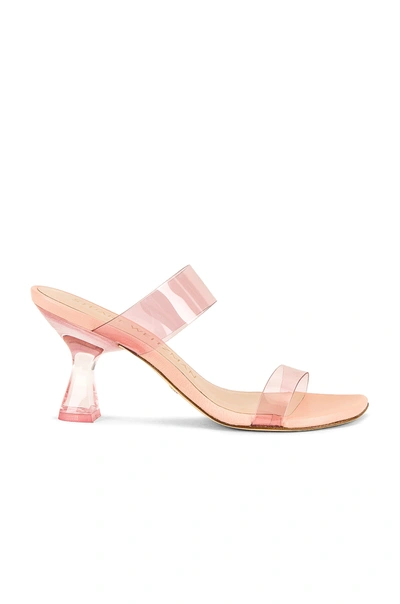 Stuart Weitzman Kristal Clear Mule In Light Pink & Poudre