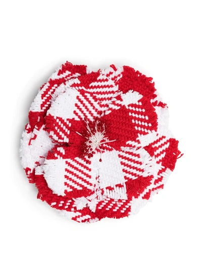 Philosophy Di Lorenzo Serafini Checked Flower Brooch In Red