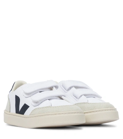 Veja Kids Sneakers Small V-12 Velcro For For Boys And For Girls In White Nautico Natural