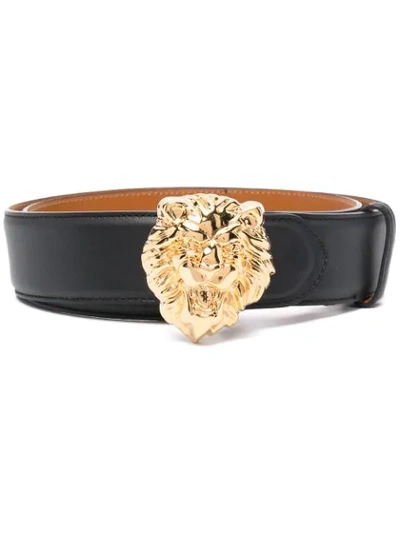 Billionaire Lion Leather Belt In Black