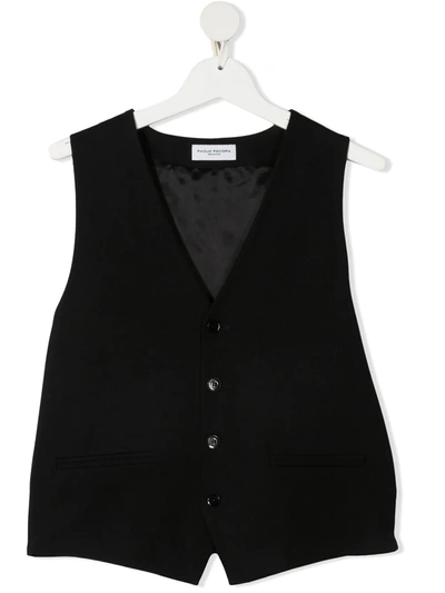 Paolo Pecora Teen V-neck Single-breasted Waistcoat In Black