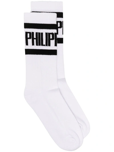 Philipp Plein Statement Intarsia-knit Socks In White