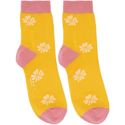 Marni Yellow & Pink Clover Socks In Jqy56 Maize