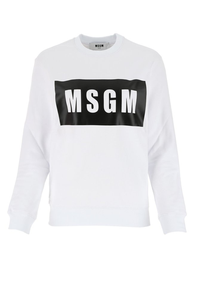 Msgm Printed French Cotton-terry Sweatshirt In White,black