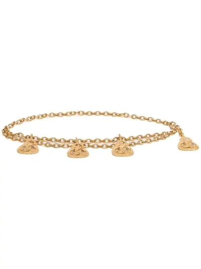 Pre-owned Chanel 1996 Cc Charms Chain Belt In Gold