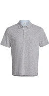 Faherty Short Sleeve Heather Polo In Charcoal