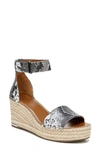 Franco Sarto Clemens Espadrille Wedge Sandal In Silver Snake Print