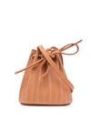 Mansur Gavriel Baby Pleated Drawstring Bucket Bag In Cammello/rosa