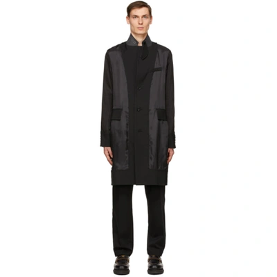 Sacai Panelled Single-breasted Coat In Black 001