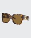 Versace Tortoiseshell Large Greca Square Sunglasses In Nocolor