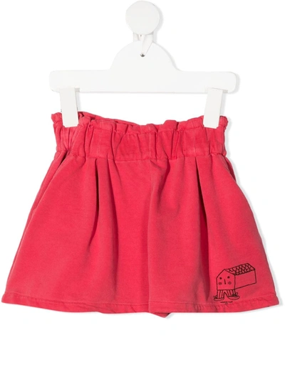 Weekend House. Kids' House-print Organic Cotton Shorts In Red