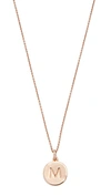 Kate Spade Rose Gold-tone Initial Disc Pendant Necklace, 18" + 2 1/2" Extender In M/ Rose Gold