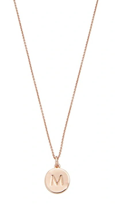 Kate Spade Rose Gold-tone Initial Disc Pendant Necklace, 18" + 2 1/2" Extender In M/ Rose Gold