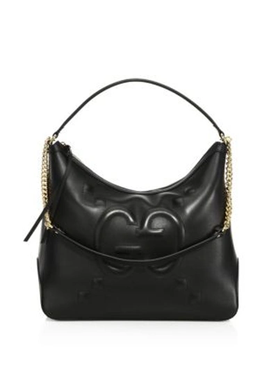 Gucci Gg-embossed Leather Hobo Bag In Nero