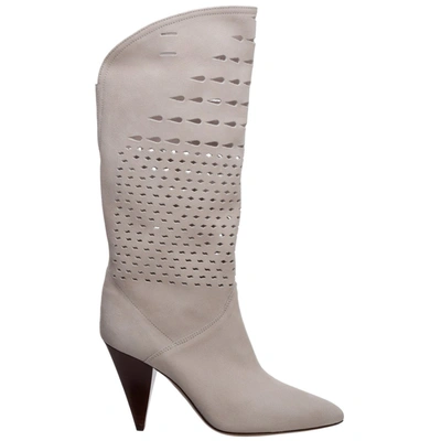 Isabel Marant Women's Leather Heel Boots In White