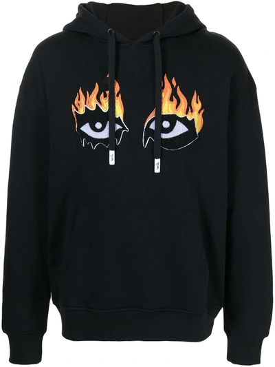 Haculla Eyes On Fire Eyes-appliqué Cotton-jersey Hoody In Black