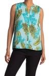 Nydj Pleat Back Sleeveless Split Neck Blouse In Calypso Orchid