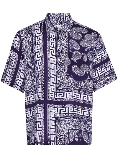 Aries Bandana-print Short-sleeve Shirt In Purple,white