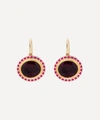 Alice Cicolini 14ct Gold Silver Tile Oval Rhodolite Garnet Drop Earrings