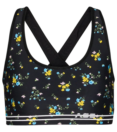 Adam Selman Sport Cross Back Printed Sports Bra In Black,multi