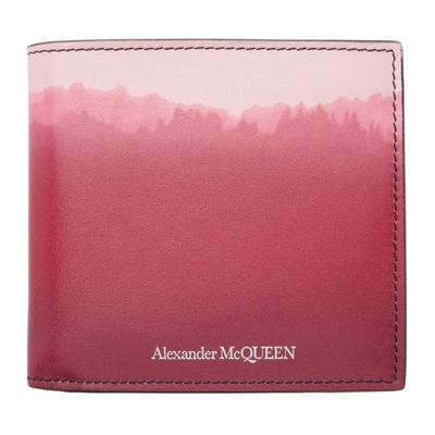 Alexander Mcqueen Burgundy & Pink 8cc Bifold Wallet In Burgundy Pale Pink
