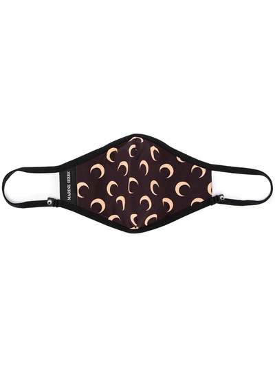 Marine Serre Moon-print Recycled-polyamide Face Covering In Brown