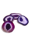 Anna New York Pedra Set Of 4 Agate Coasters In Eggplant