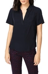 Court & Rowe Collared Short Sleeve Blouse In Blue Night