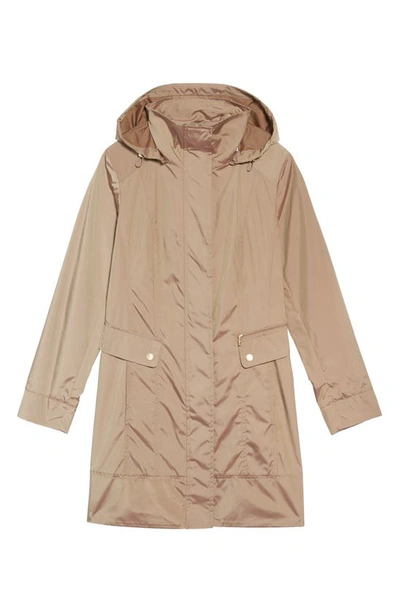 Cole Haan Signature Back Bow Packable Hooded Raincoat In Champagne